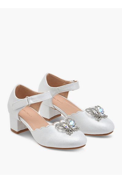 Flora Bella by Shoexpress Embellished Block Heel Shoes with Hook and Loop Closure