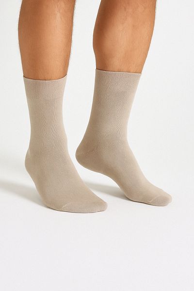 Ducks Socks Мъжки кремави бамбукови чорапи, чифт от 6 безшевни дълги чорапи, перащи се