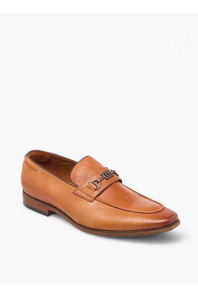 Duchini Men's Solid Slip-On Loafers with Metal Accent