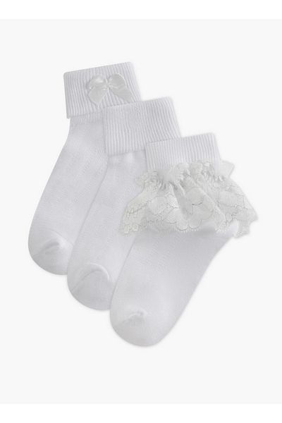 Little Missy Non-Terry Ankle Length Socks - Set of 3