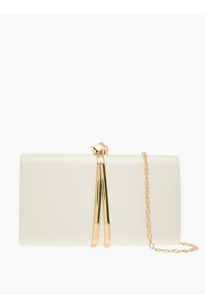 Flora Bella by Shoexpress Textured Clutch with Twist Lock Closure