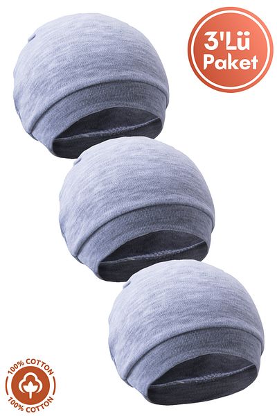 Miniel Unisex Baby Combed Organic Cotton Newborn 3-Piece Baby Beanie Set