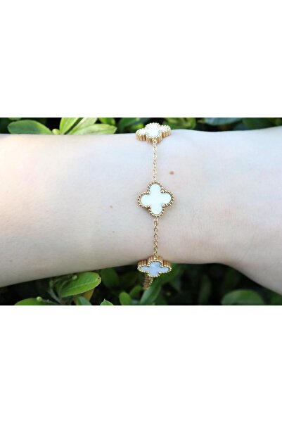 mercanjewelry Gold Steel Clover Bracelet
