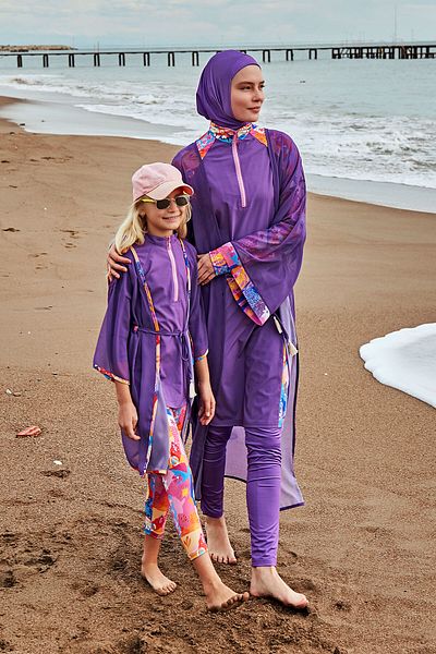 Marina Purple Patterned Kimono Kaftan - P2426