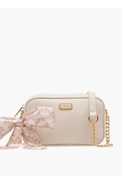 Missy Scarf Accent Crossbody Bag with Chain Accent Strap and Zip Closure