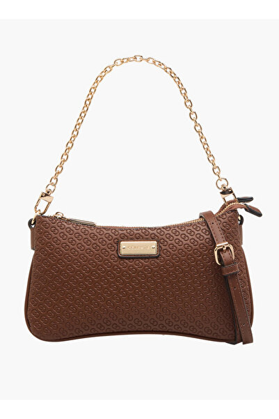 Celeste Monogram Embossed Crossbody Bag with Zip Closure and Chain Strap - W 4 x H 13.5 x D 25 cm