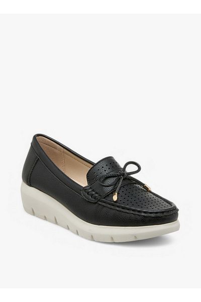 Le Confort Bow Accent Slip-On Moccasins with Wedge Heels