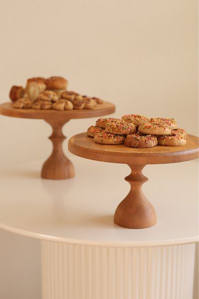 justwood 2 Li 25/14 cm Mummy and 29/17 cm Mummy Wooden Cake Presentation Serving Plate Set