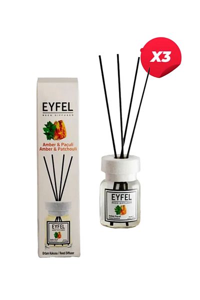 Eyfel Amber & Patchouli Aroma Room Air Freshener With Sticks, 120ml X3