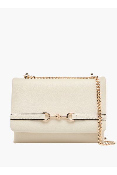 Celeste Metal Accent Crossbody Bag with Chain Strap and Flap Closure