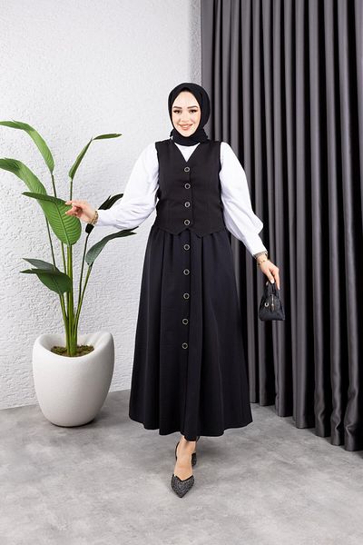 HARMAN BUTİK Women's Buttoned Vest Lined Skirt 2-Piece Suit