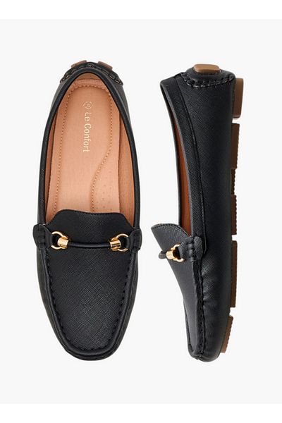 Le Confort Textured Slip-On Loafers with Metal Trim