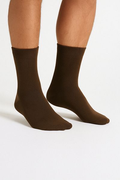 Ducks Socks Мъжки кафяви бамбукови чорапи, 6 броя, безшевни, дълги, в кутия, перащи се