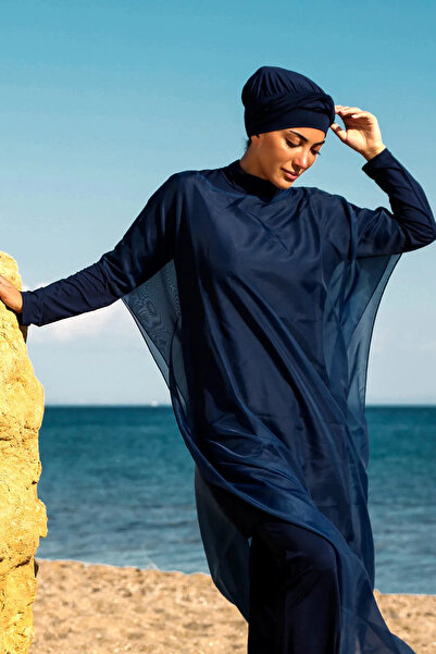 Marina Синій кафтан-кімоно-парео, який можна надягати поверх купальника-тесеттура P2201