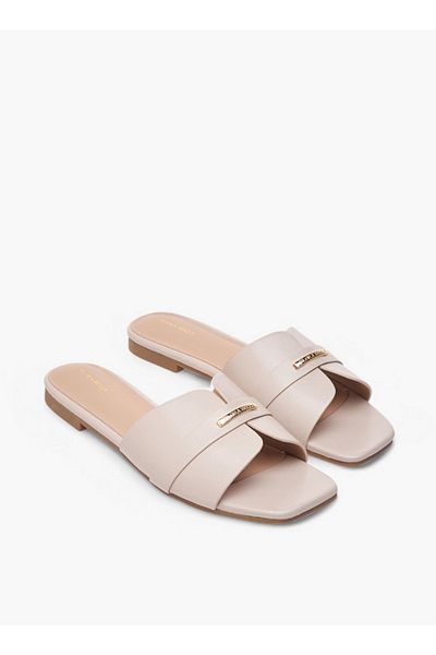 Flora Bella by Shoexpress Metal Accent Slip-On Flat Sandals