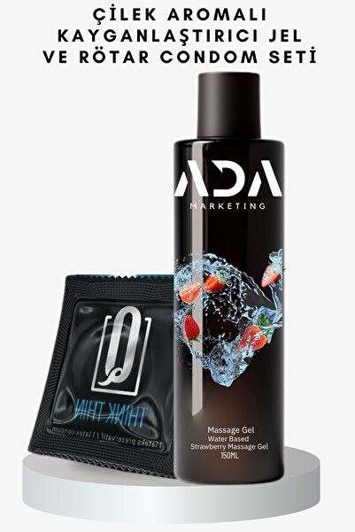 Ada Marketing Çilek Aromalı Kayganlaştırıcı Jel ve Etkili Prezervatif Seti