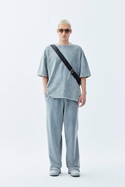 VAMOSCLO طقم بدلة رياضية كبيرة الحجم باللون الرمادي