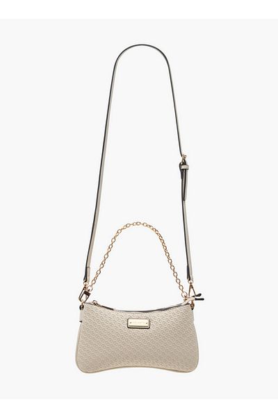 Celeste Monogram Embossed Crossbody Bag with Zip Closure and Chain Strap
