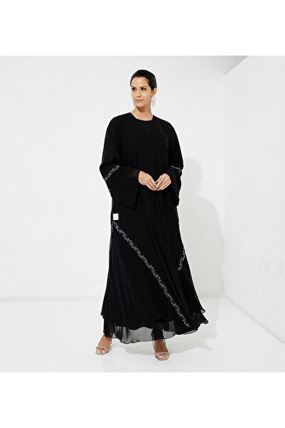 Rosette Abaya Chiffon Floral sides