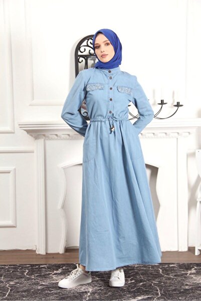 HARMAN BUTİK ΓΥΝΑΙΚΕΙΟ ΤΖΙΝ ΦΟΡΕΜΑ ΜΕ ΠΕΡΛΕΣ ΠΕΤΡΑ ΛΕΠΤΟΜΕΡΗΣ ΜΕ ΜΕΣΗ