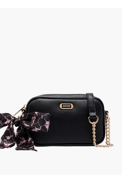 Missy Scarf Accent Crossbody Bag with Chain Accent Strap and Zip Closure
