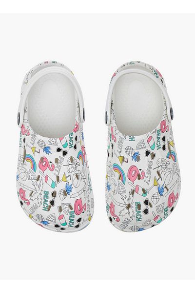Aqua Graphic Print Clogs with Backstrap