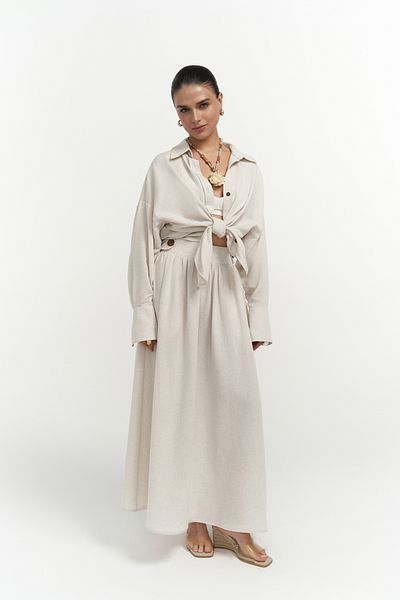 BOHEMAİ Σετ φούστα πουκάμισο Ambra Beige