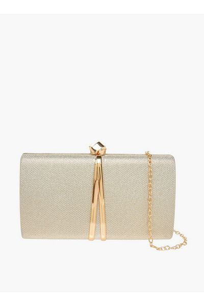 Flora Bella by Shoexpress Textured Clutch with Twist Lock Closure