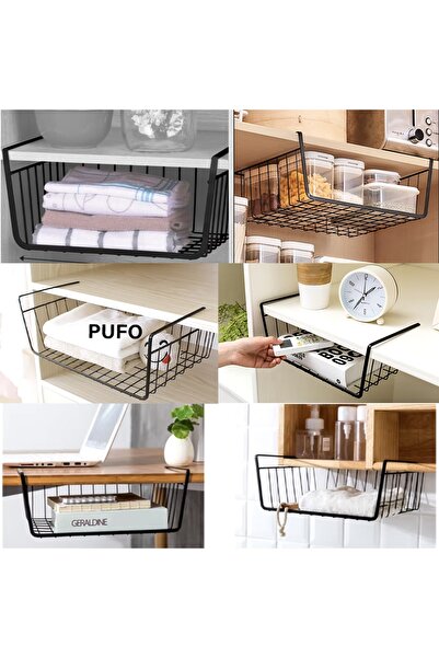 PUFO Metal basket-type support for under-shelf storage for home and kitchen, multifunctional, 31 x 26 cm