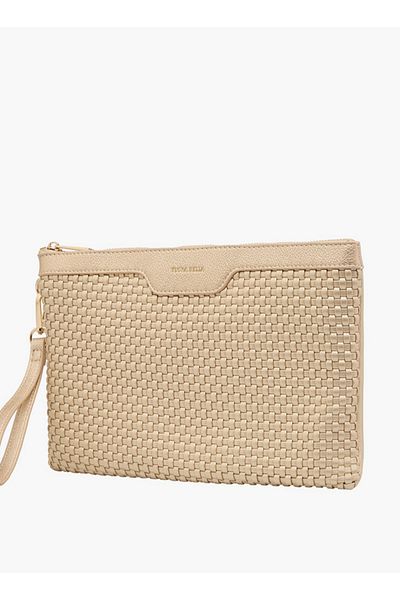 Flora Bella by Shoexpress Textured Pouch with Zip Closure