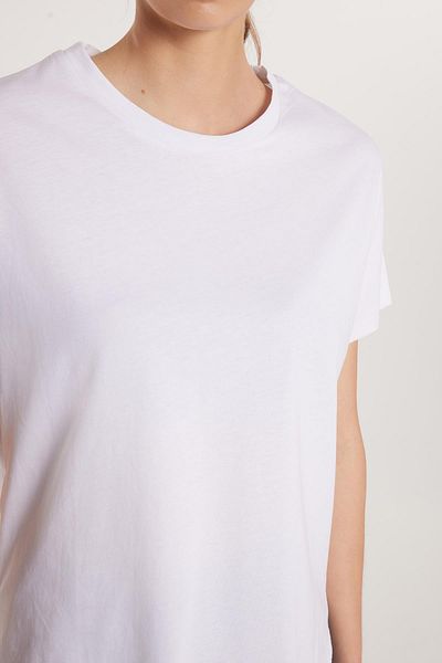 Tudors Γυναικείο μπλουζάκι Relax Fit Modal Fabric Basic Crew Neck Λευκό T-shirt
