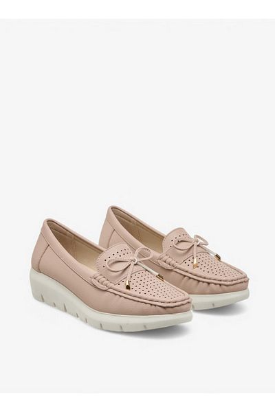 Le Confort Bow Accent Slip-On Moccasins with Wedge Heels