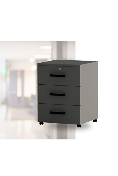 ATM MOBİLYA Anka Ofis, 3 Çekmeceli Kilitli, Hareketli Keson - Antrasit
