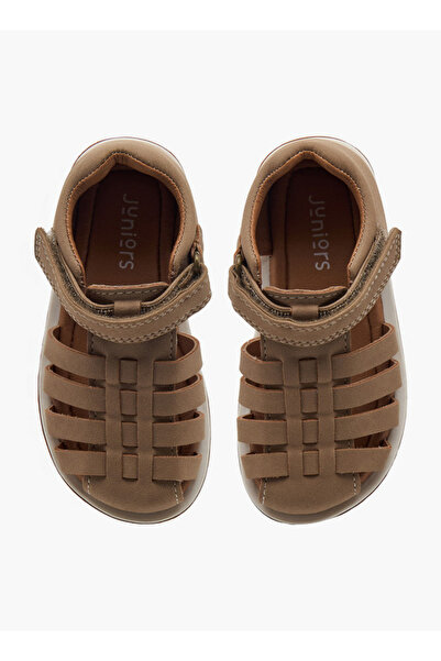 Juniors Solid Sandals with Hook and Loop Closure