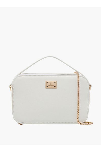 Flora Bella by Shoexpress Textured Crossbody Bag with Chain Strap and Zip Closure