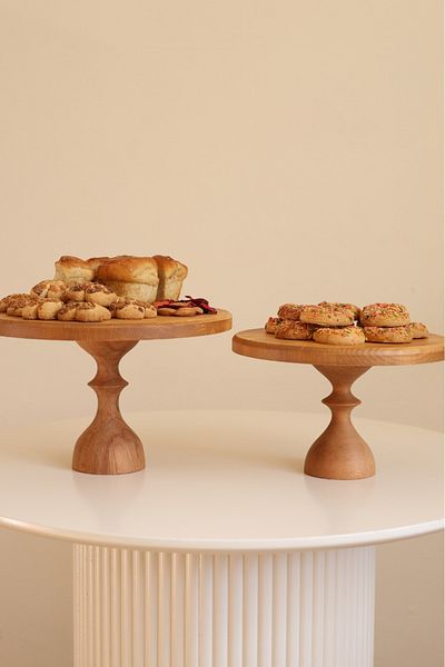 justwood 2 Li 25/14 cm Mummy and 29/17 cm Mummy Wooden Cake Presentation Serving Plate Set