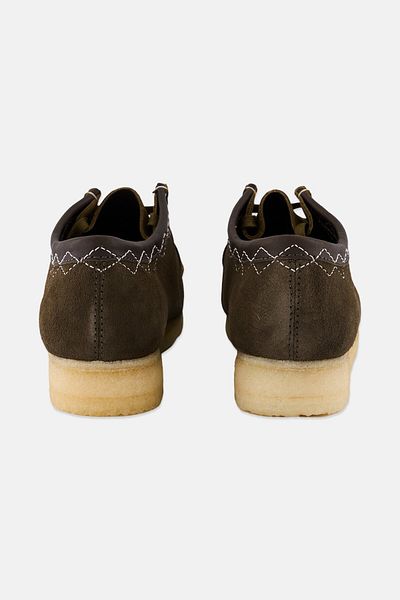 CLARKS Men Standard Wallabee Suede Lace Up Shoes, Dark Green