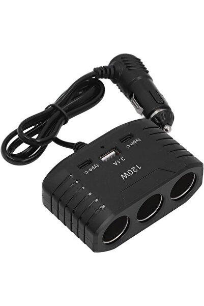 ROGGER 3 lü Çakmak Soketi 120W Çakmaklık Çoğaltıcı 2 Usb 1 Type-c Araç Şarj C...