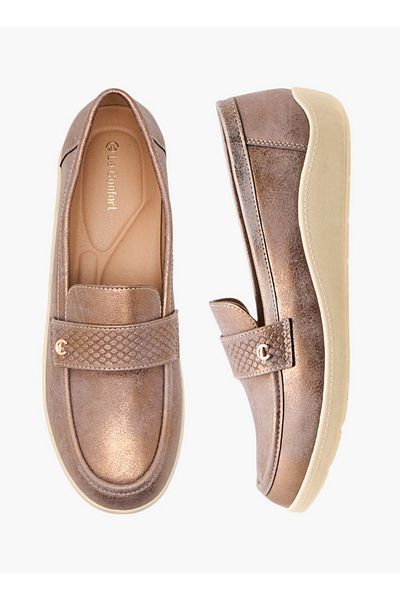 Le Confort Textured Slip-On Loafers with Metallic Trim