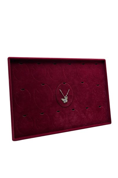 MeGass Dekor Bucharest Model Vertical Suede Fabric Claret Red 34-24 cm Set of Three Table Stand with Legs