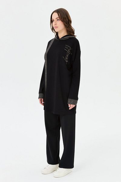Esswaap Mesh Hood Detailed Tunic Black
