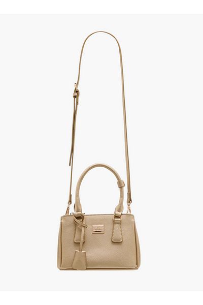 Flora Bella by Shoexpress Textured Crossbody Bag with Detachable Strap and Zip Closure