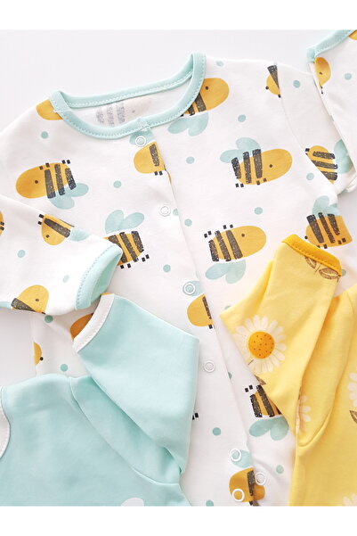 artıbebe Bee 3-Piece Baby Rompers, 100% Cotton Baby Rompers Newborn