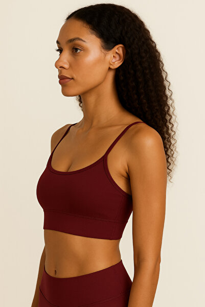 HNX Thin Strap Recovery Sports Bustier | Burgundy