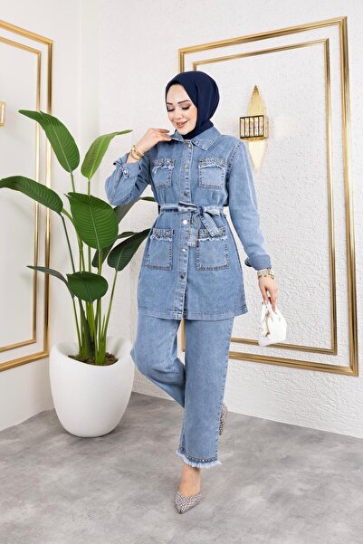 HARMAN BUTİK ΓΥΝΑΙΚΕΙΑ ΠΕΤΡΑ ΠΕΡΙΛΗΨΗ ΣΕΤ 2 ΤΕΜΑΧΙΩΝ ΤΖΙΝ ΜΠΟΥΦΑΝ ΠΑΝΤΕΛΟΝΙ