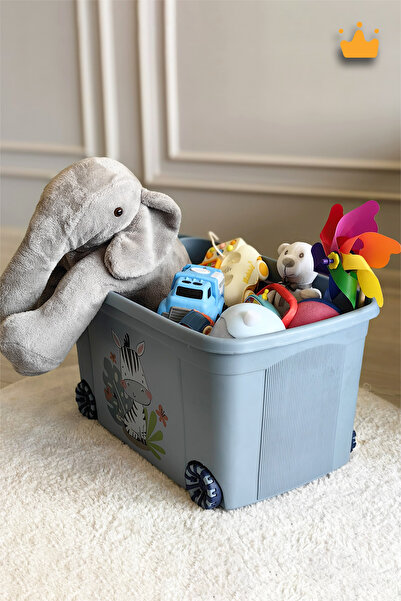 Babyhola 50Lt Tekerlekli Oyuncak Eşya Saklama Kutusu Sepeti Çocuk Odası Organizer Mavi 70x40x35cm