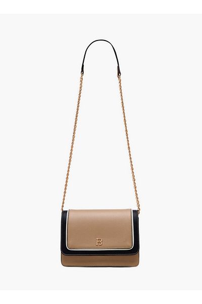 Flora Bella by Shoexpress Textured Crossbody Bag with Chain Strap and Flap Closure