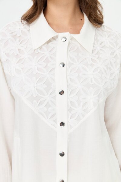 Esswaap Garnili Pantolonlu Takım Ekru