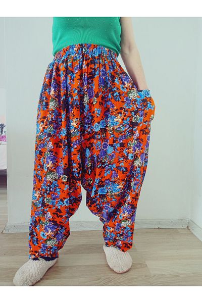 hoaryage Viscose Print Fabric Floral Print Baggy with Pockets 100% Cotton