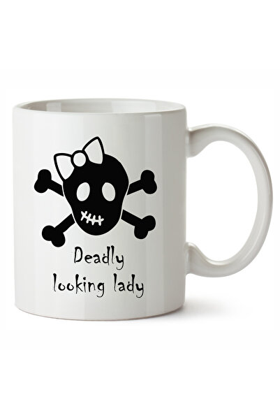 OEM Cană albă personalizată cu Deadly Looking Lady, INOVATIX®. 330 ml